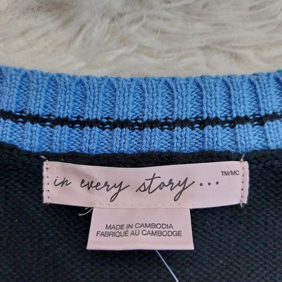 In Every Story Women's Black and Blue Stripped V-Neck Knitted Sweater Size 2X - Picture 9 of 11